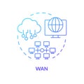 Wan connection type blue gradient concept icon