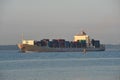 Wan Hai Lines cargo ship travelling near Changi Royalty Free Stock Photo