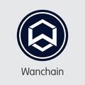 WAN - Wanchain. The Icon of Coin or Market Emblem.