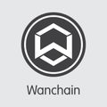 WAN - Wanchain. The Trade Logo of Coin or Market Emblem.