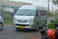 Toyota Hiace, Travels Along The Road In A Mountainous Village Under Cloudy