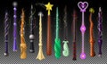 Wand vector magic stick miracle fantasy magician wizard object illustration magical set of fairytale symbol with star