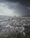 Wandering Through Badwater Basin Salt Flats in Death Valley on a Cloudy Day Just Before Sunset Royalty Free Stock Photo