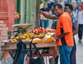 Wandering fruit seller in the streets of Havana in Cuba