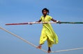 Wandering indian tightrope walker Royalty Free Stock Photo