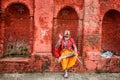 Wandering Shaiva sadhu (holy man) in ancient Pashupatinath Temp Royalty Free Stock Photo