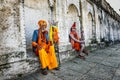 Wandering Shaiva sadhus (holy men) in ancient Pashupatinath Temple, Nepal