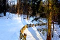 Wandering in winter. Landscape in Poiana Brasov and Salomon stones. Road to the winter station. Royalty Free Stock Photo