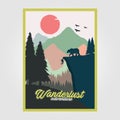 Wanderlust Adventure Vintage Poster Illustration Design, Travel Poster Design, Climbing Poster, Outdoor