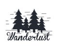 wanderlust hand drawn mountain adventure label nature