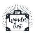 wanderlust hand drawn mountain adventure label nature