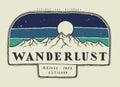 Wanderlust - mountain range typography badge