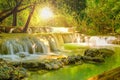 Wang Kan Lueang Waterfall nature With the morning Royalty Free Stock Photo