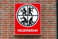 WANGEROOGE, GERMANY. 04th July 2017: View of the logo of the local fire service
