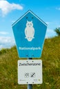 WANGEROOGE, GERMANY. 04th July 2017: View of the sign of the nature reserve wadden sea