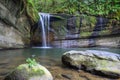 Wanggu Waterfall is a good place to escape the heat in summer. Royalty Free Stock Photo