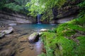 Wanggu Waterfall is a good place to escape the heat in summer. Royalty Free Stock Photo