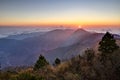 Wangyangshan Sunrise at Taipingshan National Forest Recreation Area in Yilan, Royalty Free Stock Photo