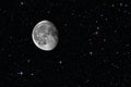 Waning gibbous moon among the stars Royalty Free Stock Photo