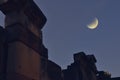 Waning moon over sandstone Royalty Free Stock Photo