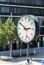 The huge digital clock at the headquarter of the Swiss state-run railway company SBB