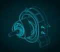 Wankel rotary engine isometric blueprint Royalty Free Stock Photo