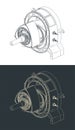 Wankel rotary engine isometric drawings Royalty Free Stock Photo
