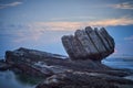 Wanli Fist Stone at Sunrise - Famous natural spot of Wanli District, New Taipei, Taiwan. Royalty Free Stock Photo