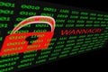 The wannacry and binary code concept on the desktop screen. Royalty Free Stock Photo