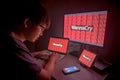 WannaCry ransomware attack on device desktop screen