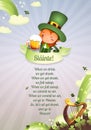 March 17 St. Patrick`s Day Leprechaun Offers SlÃÂ¡inte Irish Toast with Frosty Beer