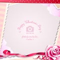 Valentine`s Day February 14 Rose and Romantic Hearts Photo Frame