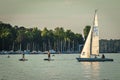 Wannsee Lake, DE. Sailing Boats, Paddle Boards, Kayaks Royalty Free Stock Photo