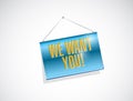 we want you banner sign illustration design