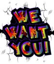 We want you! Comic book word text