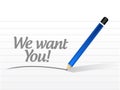 we want you message sign illustration