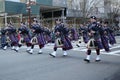 Wantagh American Legion Pipe Band marching at the St. Patrick`s Day Parade in New York Royalty Free Stock Photo