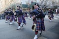 Wantagh American Legion Pipe Band marching at the St. Patrick`s Day Parade in New York Royalty Free Stock Photo