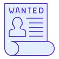 Wanted bandit flat icon. Placard blue icons in trendy flat style. Reward for criminal gradient style design, designed Royalty Free Stock Photo