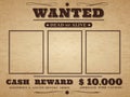 Wanted cowboy poster. Paper vintage texture distressed wild west western grunge frames with notice vector blank template