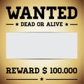 Wanted dead or alive template vector Royalty Free Stock Photo