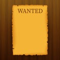 Wanted, dead or alive. Wild west, grunge, old poster on wooden planks. Vector stock illustration Royalty Free Stock Photo