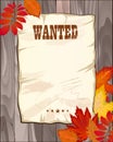 Wanted empty poster. template on grey wooden fence