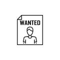 Wanted icon. Element of legal services thin line icon