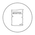 Wanted icon outline. Singe western icon from the wild west outline.