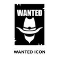 Wanted icon vector isolated on white background, logo concept of