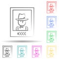 Wanted, mafioso multi color set icon. Simple thin line, outline vector of mafia icons for ui and ux, website or mobile application