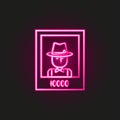 wanted, Mafioso neon style icon. Simple thin line, outline of mafia icons for ui and ux, website or mobile application