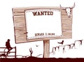 Wanted paper on wood board for text. Royalty Free Stock Photo