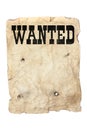 Wanted poster and bullet holes Royalty Free Stock Photo